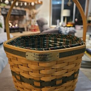Longaberger Snowflake Basket - Green and Tan